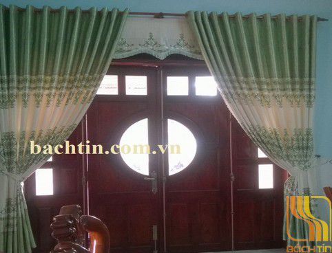 Rèm vải xanh kem hoa văn tại Đà Nẵng