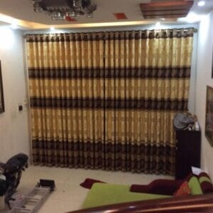 rèm bố thô hoa kim tuyến màu kem hồng đẹp ở Đà Nẵng