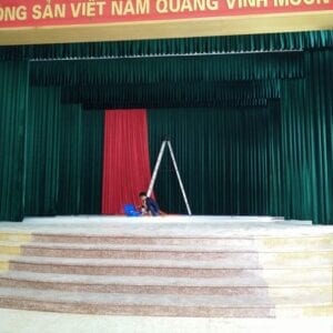rèm phông phòng hội trường màu xanh giá rẻ ở Đà Nẵng