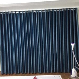 rèm vải bố dày xanh đậm chống nắng tốt cho nhà hướng tây ở Đà Nẵng