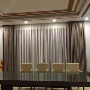 rèm vải trơn 2 lớp cho phòng ăn biệt thự tại Đà Nẵng